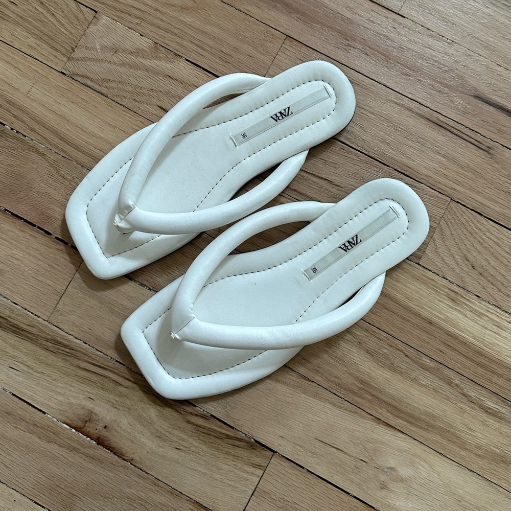 White Zara Slippers